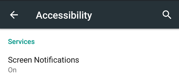 Accessibility service enabled in settings